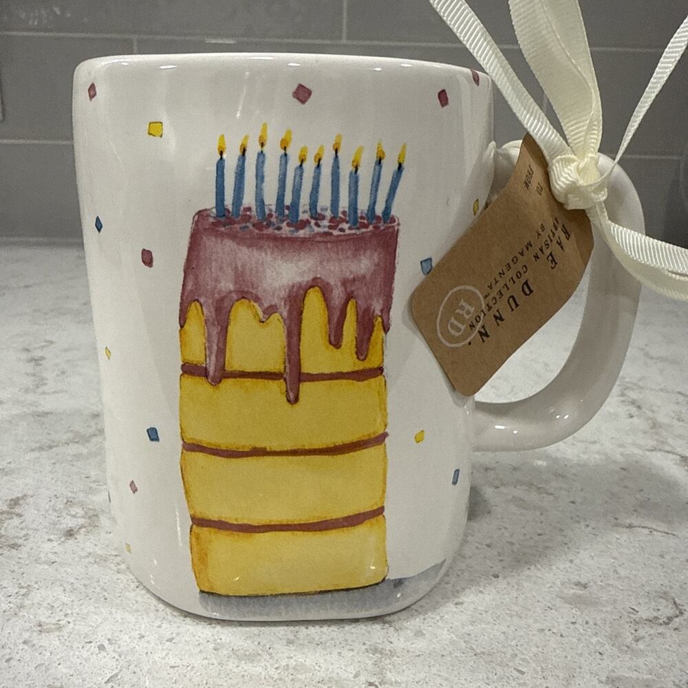 CELEBRATE Rae Dunn Birthday Celebration Cake & Confetti 19oz Mug w/ Gift Tag New